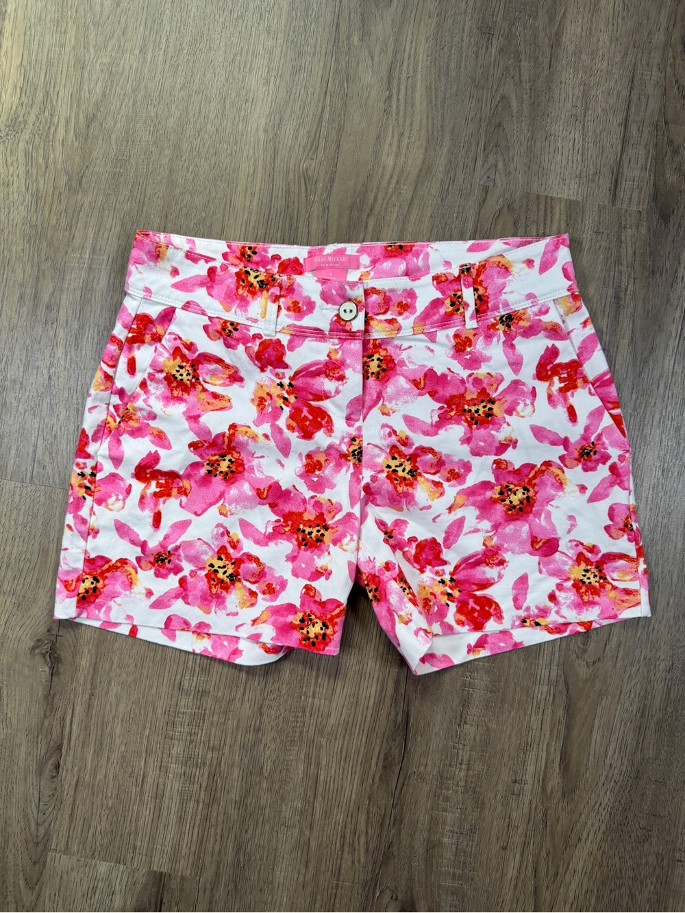 Isaac Mizrahi New York Pink Floral Tailored Shorts Size 4